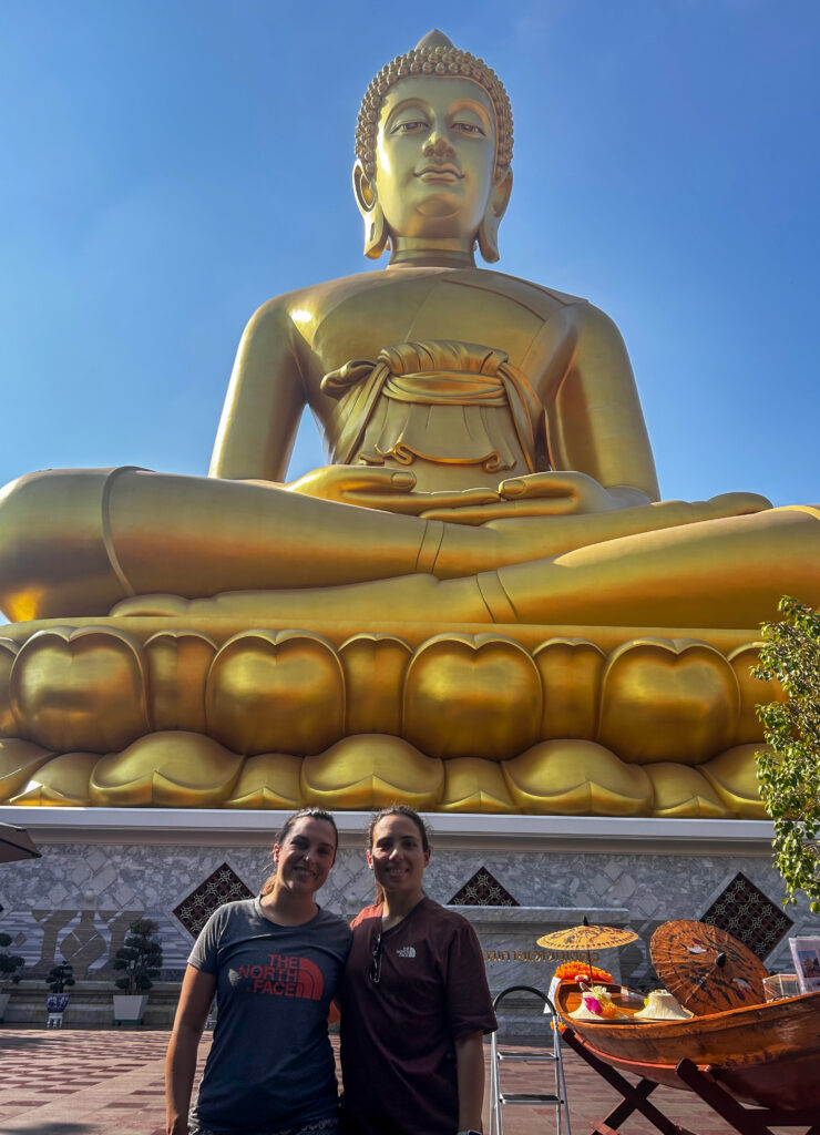 Mariana and Beatriz at the Big Buddha statue